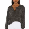 Lovers And Friends Valeria Crop Top In Heathered Black -LOVERS AND FRIENDS Shop LOVF WS2167 V1