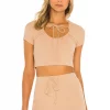Lovers And Friends Vera Crop Tee In Nude 2 Lovers And Friends Vera Crop Tee In Nude -LOVERS AND FRIENDS Shop LOVF WS2213 V1