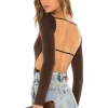 Lovers And Friends Skylar Bodysuit In Espresso Brown -LOVERS AND FRIENDS Shop LOVF WS2220 V1