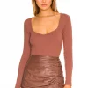 Lovers And Friends Ava Bodysuit In Coco Brown -LOVERS AND FRIENDS Shop LOVF WS2287 V1