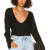 Lovers And Friends Deep V Neck Top In Black -LOVERS AND FRIENDS Shop LOVF WS2312 V1
