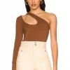 Lovers And Friends One Sleeve Cutout Top In Brown -LOVERS AND FRIENDS Shop LOVF WS2323 V1