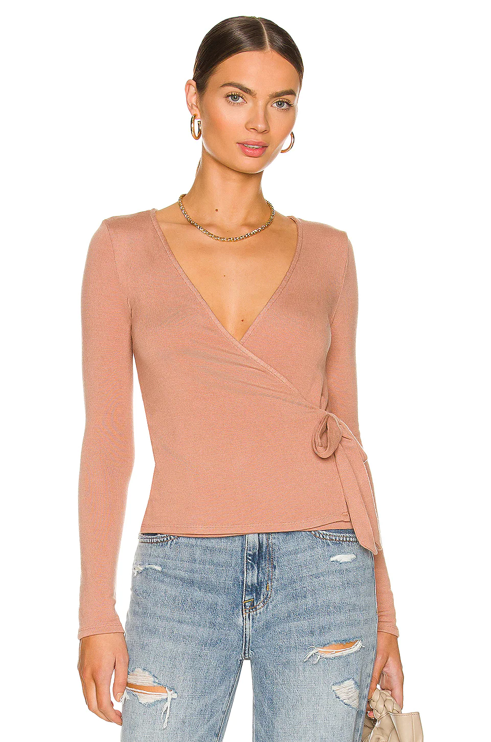 Lovers And Friends Frankie Wrap Top In Latte Brown