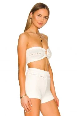 Lovers And Friends Delany O Ring Knit Bandeau Top In White -LOVERS AND FRIENDS Shop LOVF WS2364 V2