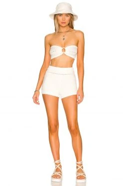 Lovers And Friends Delany O Ring Knit Bandeau Top In White -LOVERS AND FRIENDS Shop LOVF WS2364 V4