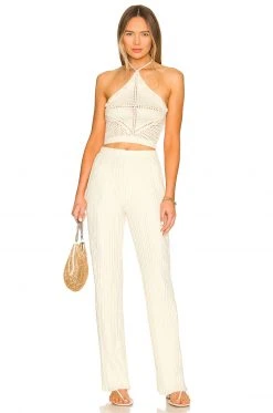 Lovers And Friends Astoria Crochet Halter Top In Ivory -LOVERS AND FRIENDS Shop LOVF WS2370 V4