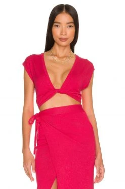 Lovers And Friends Basia Twist Top In Deep Magenta