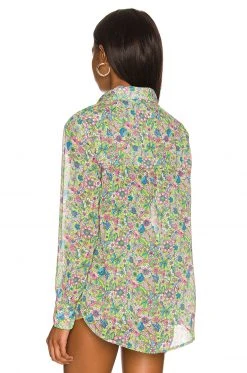 Lovers And Friends Groovy Delight Shirt In Lime Hippy Floral -LOVERS AND FRIENDS Shop LOVF WS2374 V4